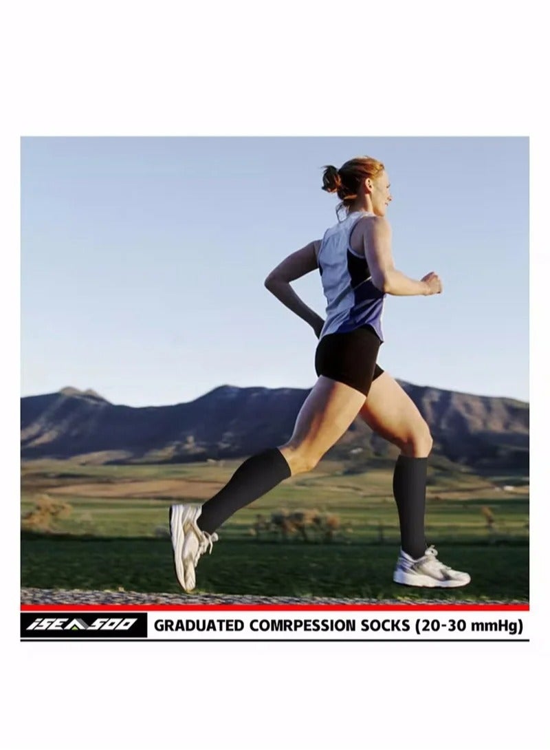 Excefore Compression Socks,4 Pairs for Women and Men,20-30 mmHg is Best for Athletic,Travel,Running,Fitness,Reduce Calf Pain Faster Recovery L/XL Long Football Socks Grip Socks - Image 4