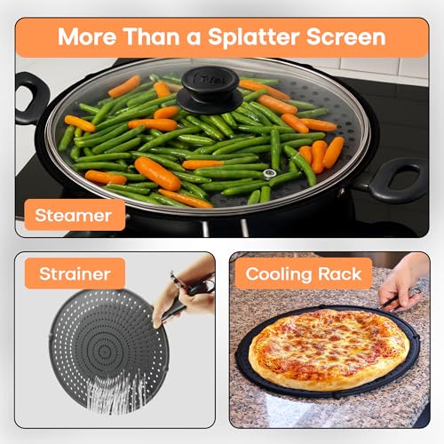 Beckon Ware Splatter Screen for Frying Pan | USA Brand | 13-Inch Black, Fit Pans (12" to 13") Silicone Grease Splatter Guard for Frying Pan and Stove by Beckon Ware - Image 3