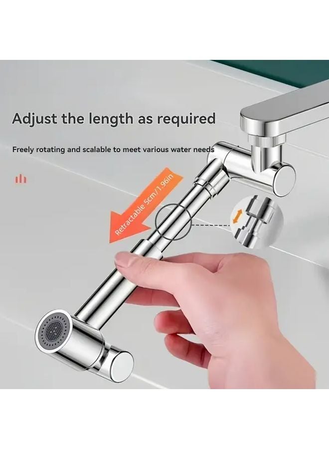 صنبور تلسكوبي مهوية قابل للتعديل وضعي رذاذ مزدوج بناء معدني تحكم في تدفق المياه - Image 2