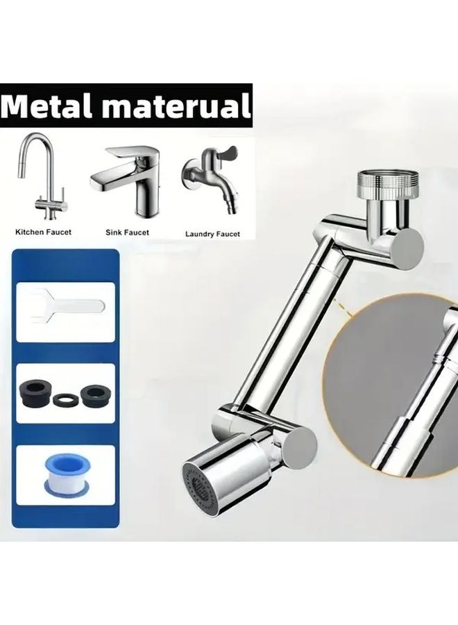 صنبور تلسكوبي مهوية قابل للتعديل وضعي رذاذ مزدوج بناء معدني تحكم في تدفق المياه - Image 1