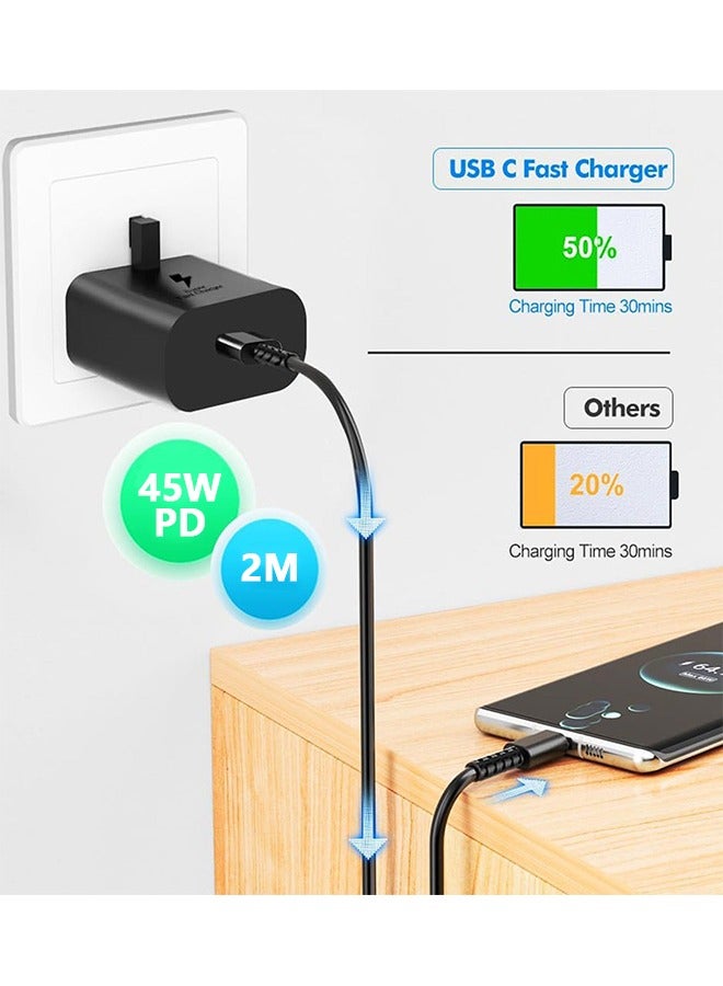 45W Super Fast Phone Charger Travel Adapter for Samsung, Power Adapter with USB Type-C Plug and 2M Cable  - Image 2