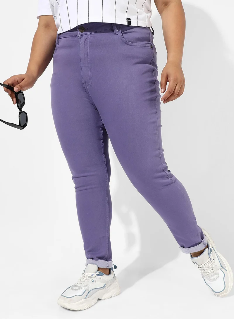 Instafab Plus Women's Purple Colour Pop Denim Jeans