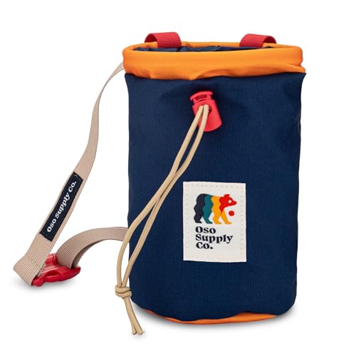 Oso Supply Co - Chalk Bag for Rock Climbing, Bouldering Chalk Bag Bucket with Quick-Clip Belt, Zippered Pockets and Pouch - Perfect Indoor/Outdoor Rock Climbing Gear Equipment (Midnight Blue/Red) - Image 5