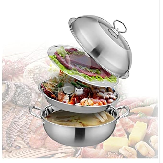 قدر بخاري من الفولاذ المقاوم للصدأ 304، وعاء بخاري متعدد الوظائف للاستخدام المنزلي، أواني طهي بالبخار - Image 5