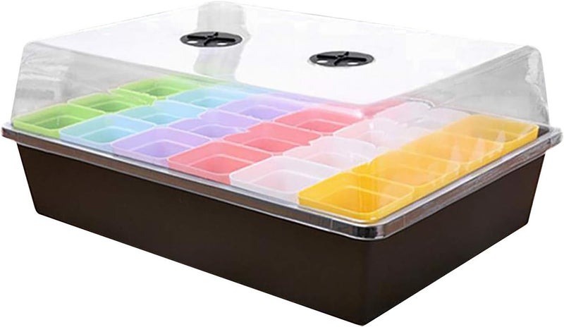 ويوبلز صينية إنبات البذور، 20 خلية، صينية بدء زراعة الشتلات/النباتات السميكة مع قبة رطوبة قابلة للتعديل وقاعدة، صواني زراعة الدفيئة لزراعة بذور الخضراوات والفواكه في الدفيئة والحديقة والمشاتل (أ) - Image 1