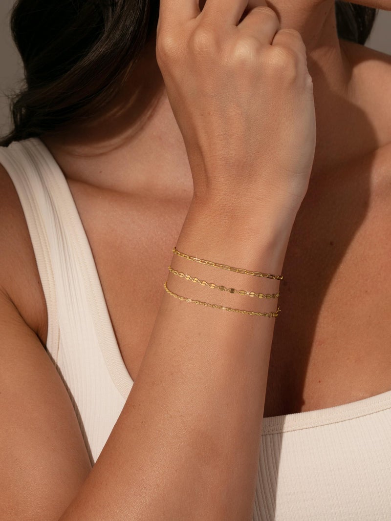 Tewiky Waterproof Gold Bracelets for Women Non Tarnish - Dainty Stack 14K Gold Plated/Sterling Silver Chain Bracelets Set Adjustable Trendy Jewelry for Women - Image 3