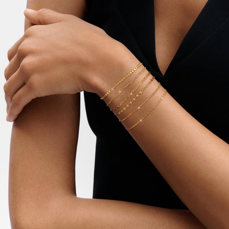 Tewiky Waterproof Gold Bracelets for Women Non Tarnish - Dainty Stack 14K Gold Plated/Sterling Silver Chain Bracelets Set Adjustable Trendy Jewelry for Women - Image 4