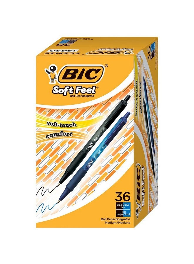 بيك أقلام حبر جاف قابلة للسحب بألوان متنوعة وناعمة الملمس، متوسطة السن (1.0 مم)، عبوة من 36 قلمًا باللونين الأسود والأزرق مع قبضة مريحة ناعمة الملمس، أقلام ملونة مثالية لتدوين الملاحظات - Image 1
