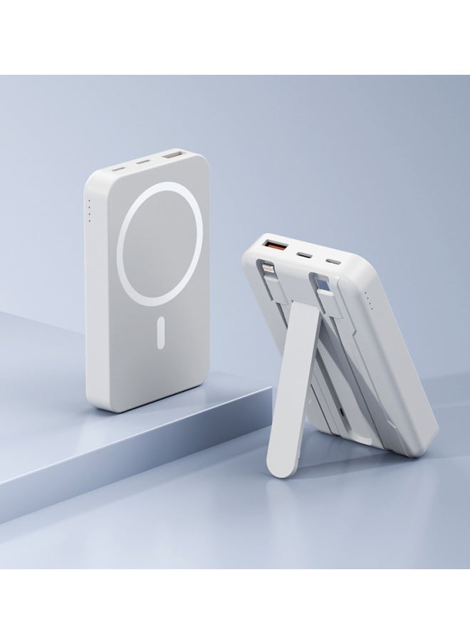 Generic Large Capacity MagSafe Magnetic Charging Treasure 10000 MA Mini Thin And Light Wireless Fast Charging Power Bank-Color:White Fast Charge Wireless 15W-Power Supply Capacity:Foot 10000 MA  - Image 1