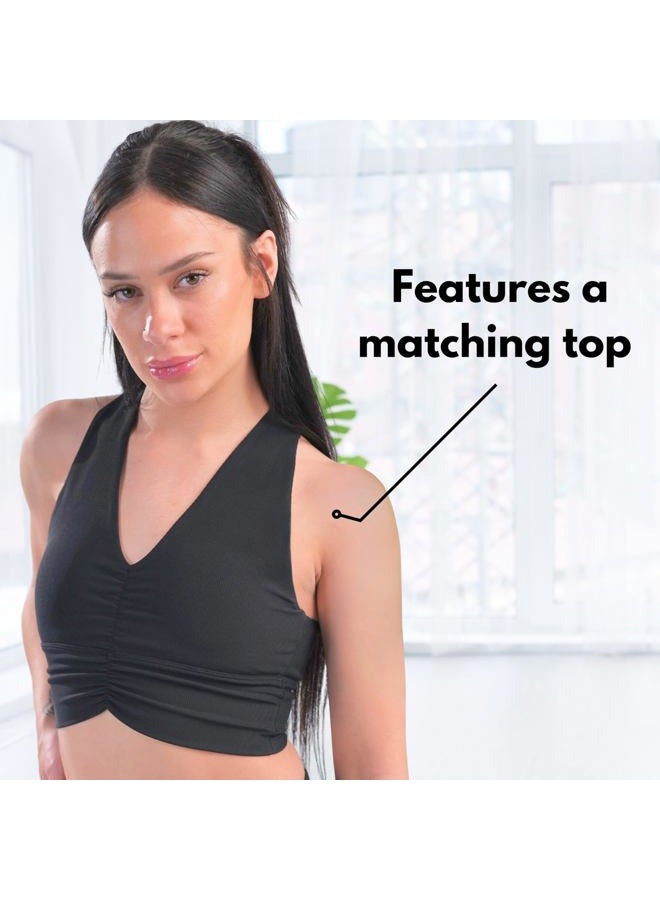 CompressionZ High Waist Ribbed Leggings for Women, Yoga Pants for Tummy Control Gym & Workout Black - Image 5