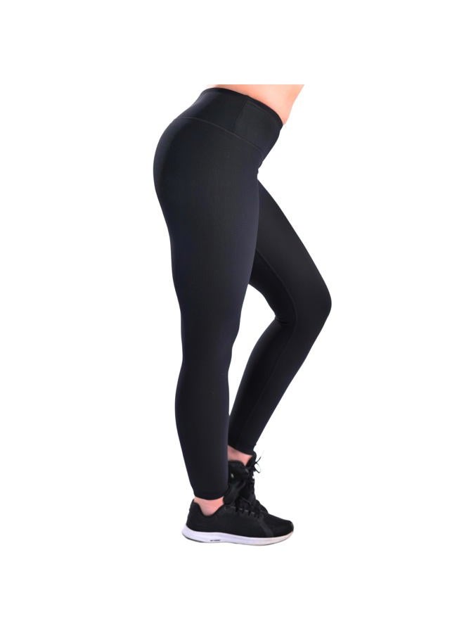 CompressionZ High Waist Ribbed Leggings for Women, Yoga Pants for Tummy Control Gym & Workout Black - Image 1