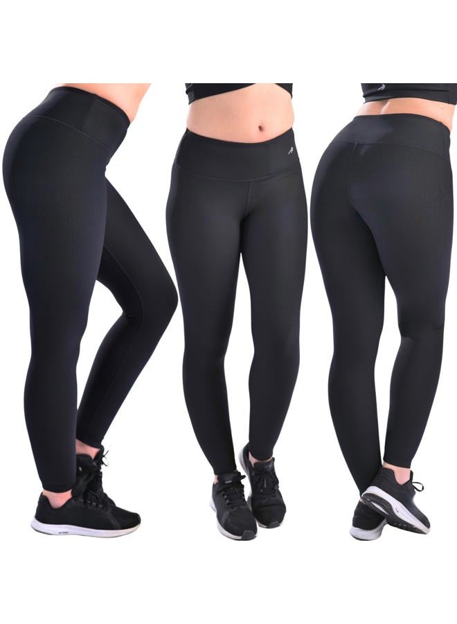 CompressionZ High Waist Ribbed Leggings for Women, Yoga Pants for Tummy Control Gym & Workout Black - Image 2