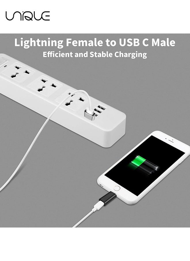 Unique - For Lightning Female to USB C Male Adapter - 4 Pack 3.0 USB Type C Charger Connector Compatible with iPhone 15/15 Pro/15 Pro Max/15 Plus iPad Air Google Pixel Charging Data Transmission - Image 1