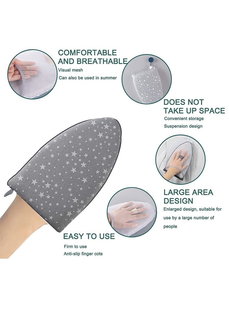 Arabest Garment Steamer Ironing Glove, Waterproof Heat Resistant Anti Steam Mitt with Finger Loop, Complete Care Protective Garment Steaming Mitt Accessories for Clothes (Grey stars) - Image 2