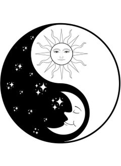 Dopetattoo 6 Sheets Temporary Tattoos Retro Ying Yang with Sun and Moon for Girls Woman Temporary tattoo Neck Arm Chest for Women Men Adults 3.7 X 3.7 Inch Stars Tattoo 