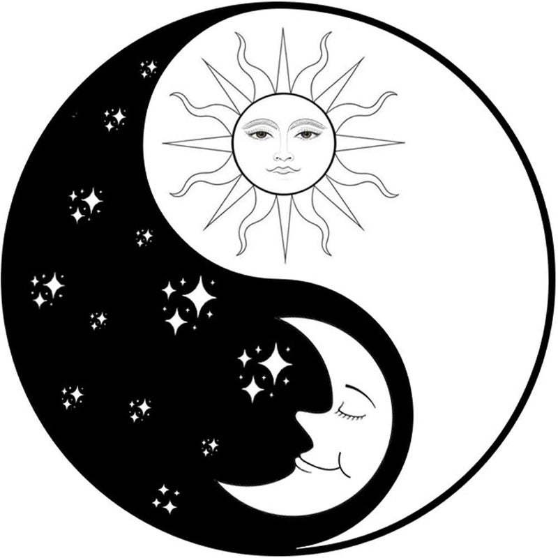 6 Sheets Temporary Tattoos Retro Ying Yang with Sun and Moon for Girls Woman Temporary tattoo Neck Arm Chest for Women Men Adults 3.7 X 3.7 Inch Stars Tattoo