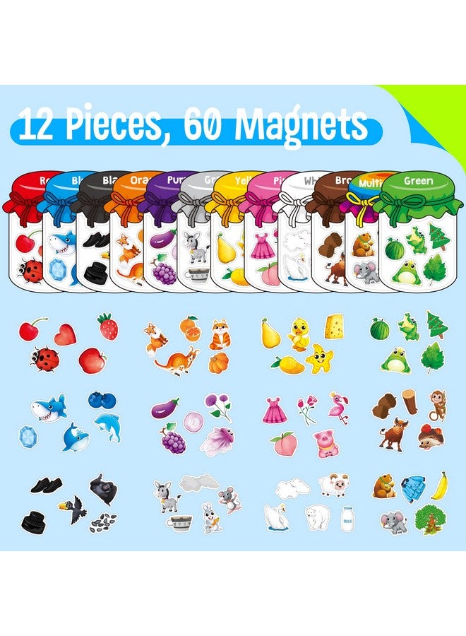 سبرايت جرو 12 قطعة من ألعاب فرز الألوان المغناطيسية، 60 مغناطيسًا ملونًا، لوحة بيضاء تعليمية للثلاجة للأطفال الصغار - Image 3