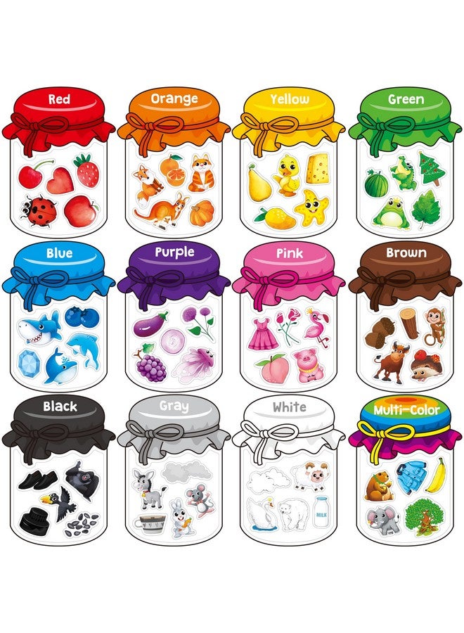 سبرايت جرو 12 قطعة من ألعاب فرز الألوان المغناطيسية، 60 مغناطيسًا ملونًا، لوحة بيضاء تعليمية للثلاجة للأطفال الصغار - Image 1