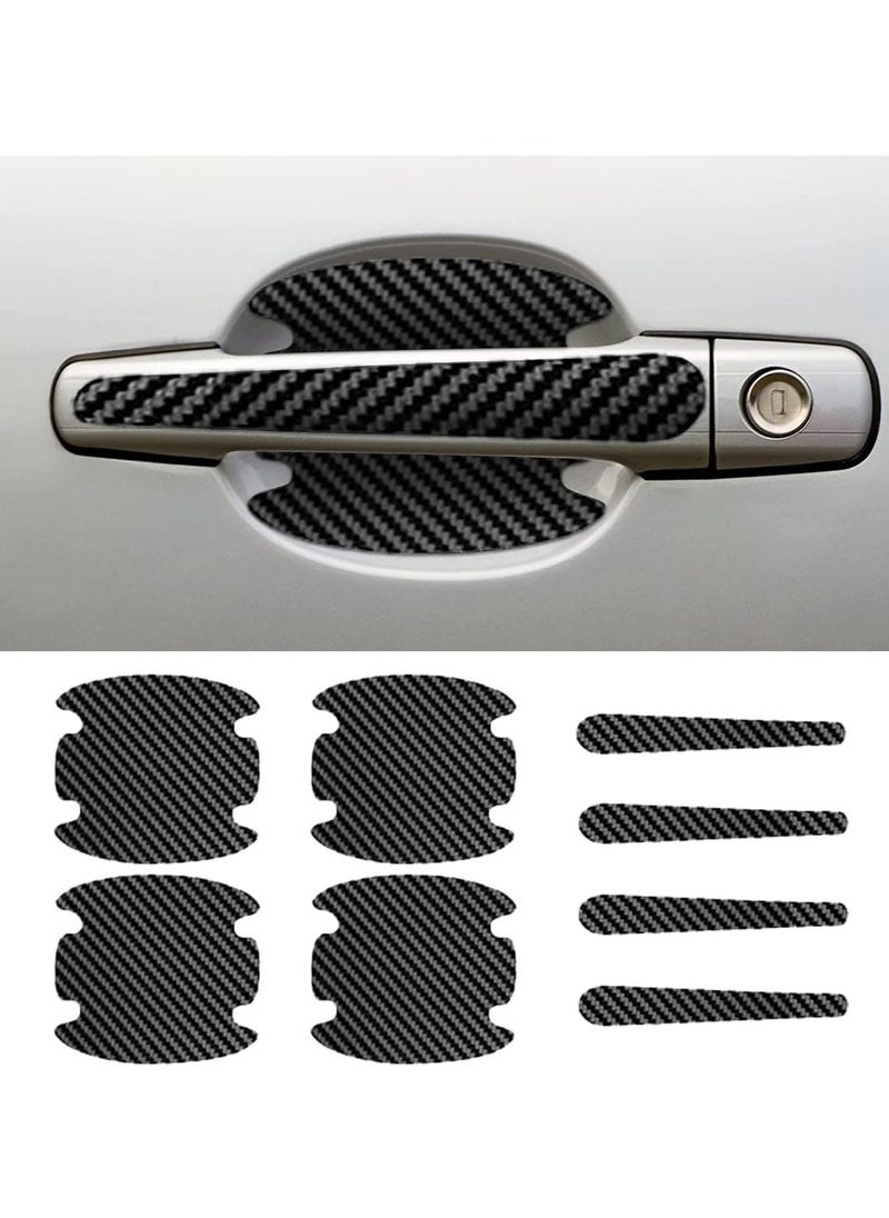 Generic 8PCS Car Door Handle Scratch Protectors, Carbon Fiber Car Door Handle Bowl Sticker, Universal Car Door Handle Paint Guard Cover, Door Handle Cup Protective Film for Cars (Black)  - Image 1