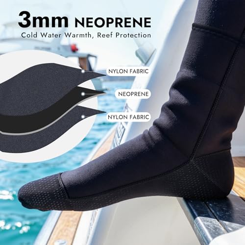 Dizokizo Neoprene Water Socks,3mm Sand Beach Volleyball Water Shoes for Women Men, Thermal Anti-Slip Dive & Swim Wetsuit Booties for Snorkeling Surfing Kayaking Diving Swimming Paddling(XL) - Image 4