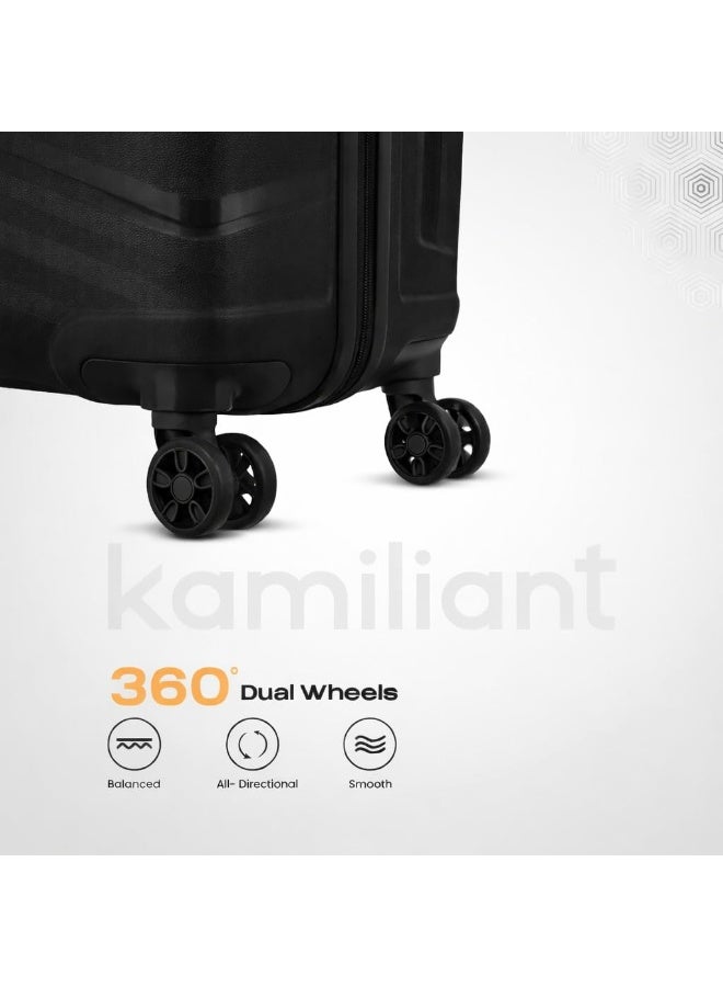 Kamiliant by American Tourister Rock-Lite 99L Hard Sided Trolley Bag for Men & Women with 3 Digit Combination Lock, Set of 3pc (Small, Medium & Large) - Black - Image 2