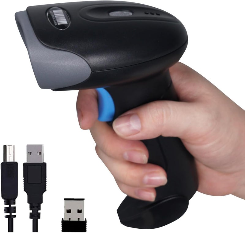 Rabitpos 1D 2D QR Barcode Scanner Wireless, Handheld Cordless Bar Codes Reader with 2000mAh Battery for Mobile Payment, Convenience Store, Supermarket, Warehouse Inventory - Image 1