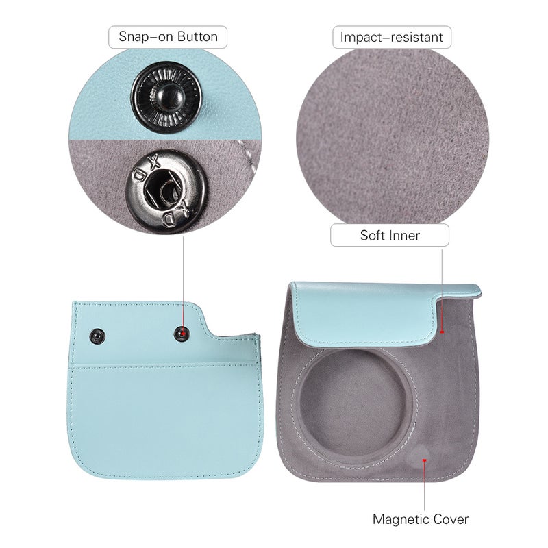 14 in 1 Instant Camera Accessories Bundle Kit Accessory Replacement for Fujifilm Instax Mini 9/8+/8 include Case/Strap/Sticker/Selfie Lens/5 Filter/Album/4 Kinds Film Frame/40 Corner Sticker/Corner Sticker/Pen, Ice Blue - Image 4