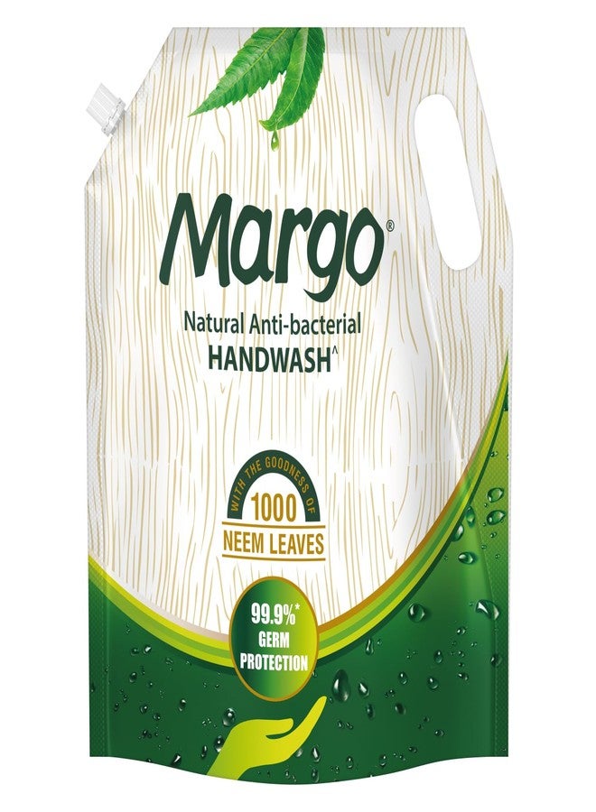 Margo Natural Anti-Bacterial Handwash for Soft, Hydrated hands - 1500ml Refill Pack [ Pack of 1 ] | 99.9% Protection From Harmful Germs | Enriched With Original Neem - Image 1