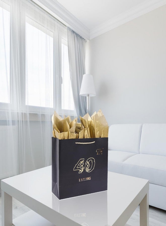Jaywayang 40th Birthday Black Large Gift Bag with Card and Tissue Paper, Metallic Printing Keepsake Gift Vintage Bag for Men Women, 1985 Wife Husband 40 Year Old Party Paper Bag for Gifts Wrapping. - Image 4