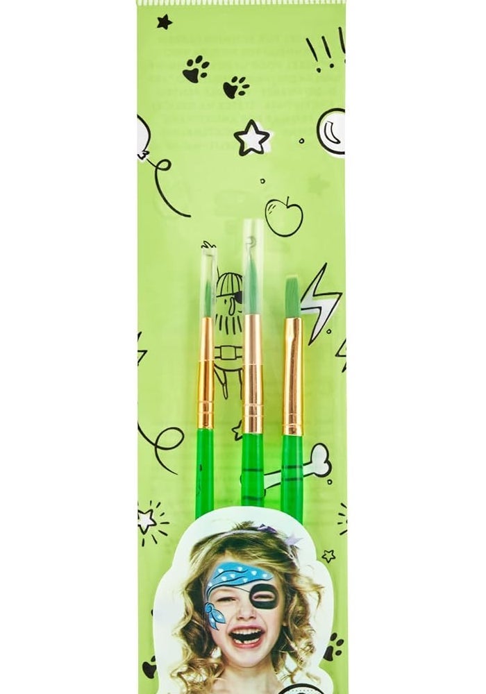 Snazaroo Face Paint Brush Set of 3 - Multicolour Sable Hair Brushes for Creative Face Painting - Image 1