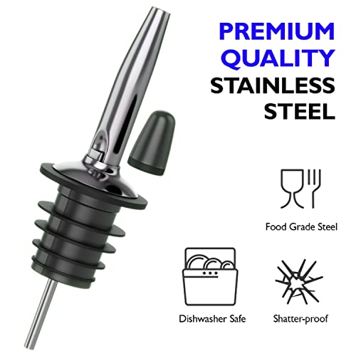 Eatex Bartender Kit - 12 Pack Classic Bottle Pourers - Bar Set Tools Liquor Pourers with Rubber Dust Caps - Image 4