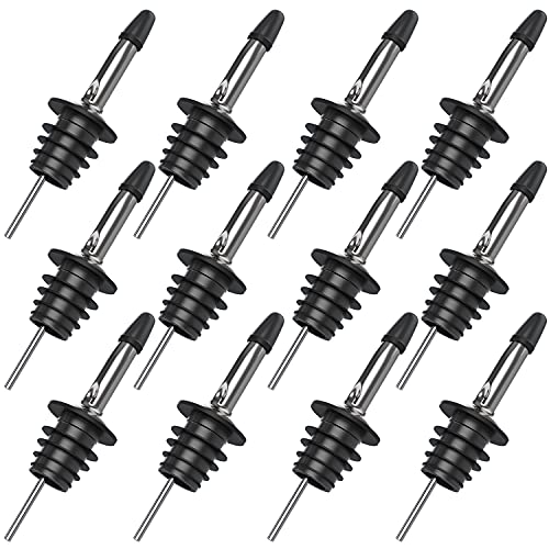 Eatex Bartender Kit - 12 Pack Classic Bottle Pourers - Bar Set Tools Liquor Pourers with Rubber Dust Caps - Image 1