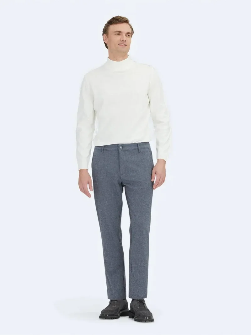 كيب بنطال قطني مخلوط، أزرق داكن، بقصة عادية