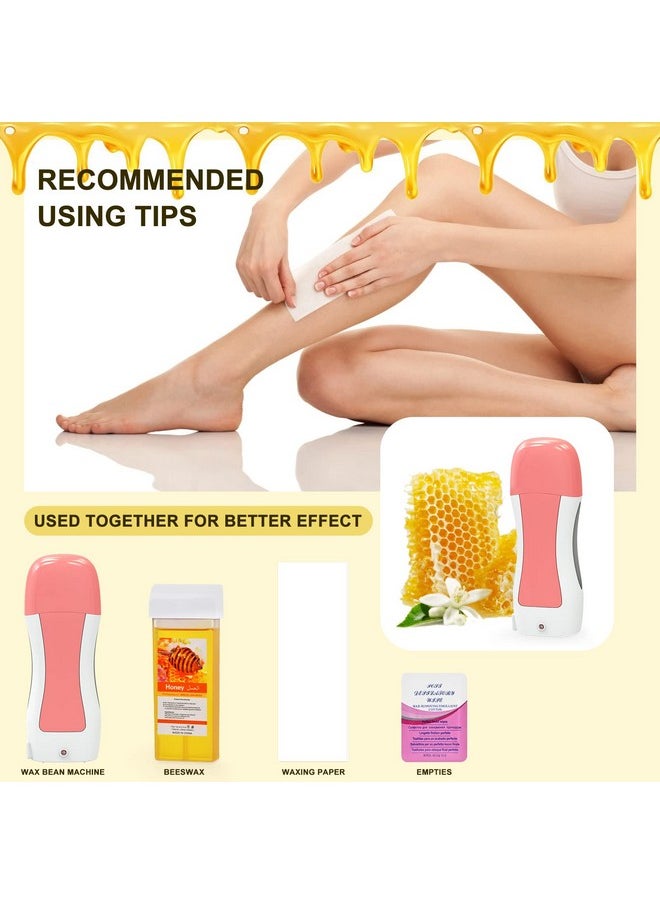 Demine - Roll On Wax Kit For Hair Removal Honey Wax Roller Waxing Kit For Sensitive Skin At Home Depilatory Soft Wax Warmer With 2 Cartridge Refill 10 Waxremoving Wipes And 100Pcs Wax Strips（Pink） - Image 1