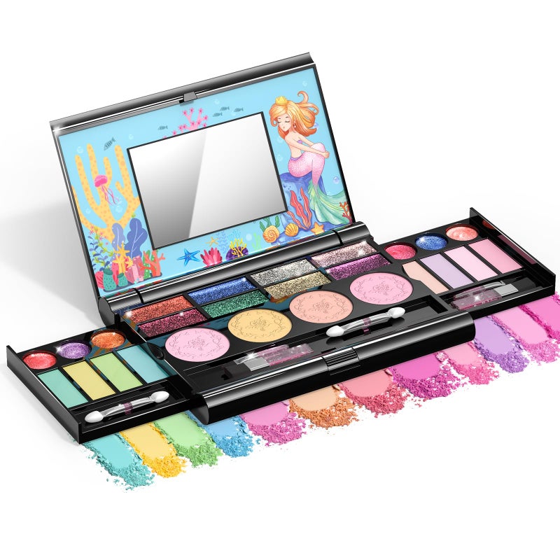 Tomons Kids Makeup Kit for Girl,Mermaid Makeup for Kids, Non-Toxic Make Up for Little Girls Gift Kids Child Toddler Toys for Age 3 4 5 6 7 8 10 Years Old Birthday - Image 1