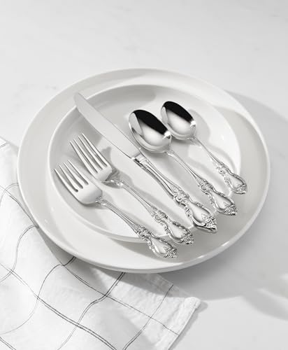 Oneida Silverware Set For 1, Louisiana 5-Piece Fine Flatware Set, Service For 1, 18/8 Stainless Steel, Mirror Finish, Knife Spoons and Forks, Dishwasher Safe, Tableware Utensils (Silver, 5 Pieces) - Image 5