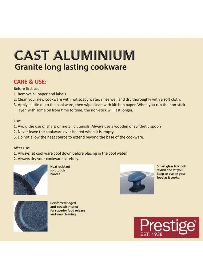 Prestige 7-Piece Non-Stick Cast Aluminium Essentials Granite Induction Base Cookware Set