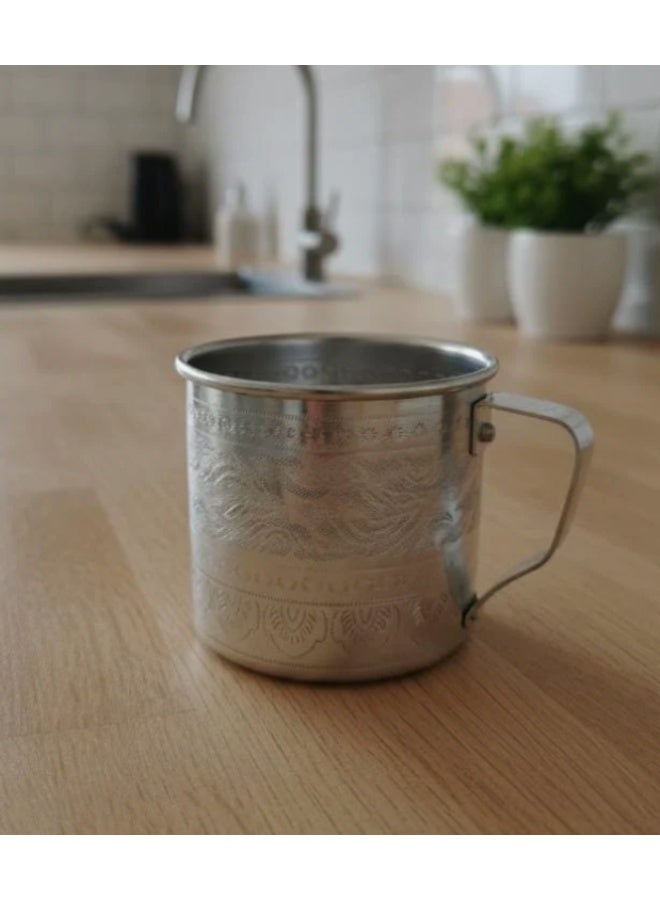 AKDC Aluminium Mug – Silver Shine Finish | 9 cm Stylish Everyday Mug - Image 2