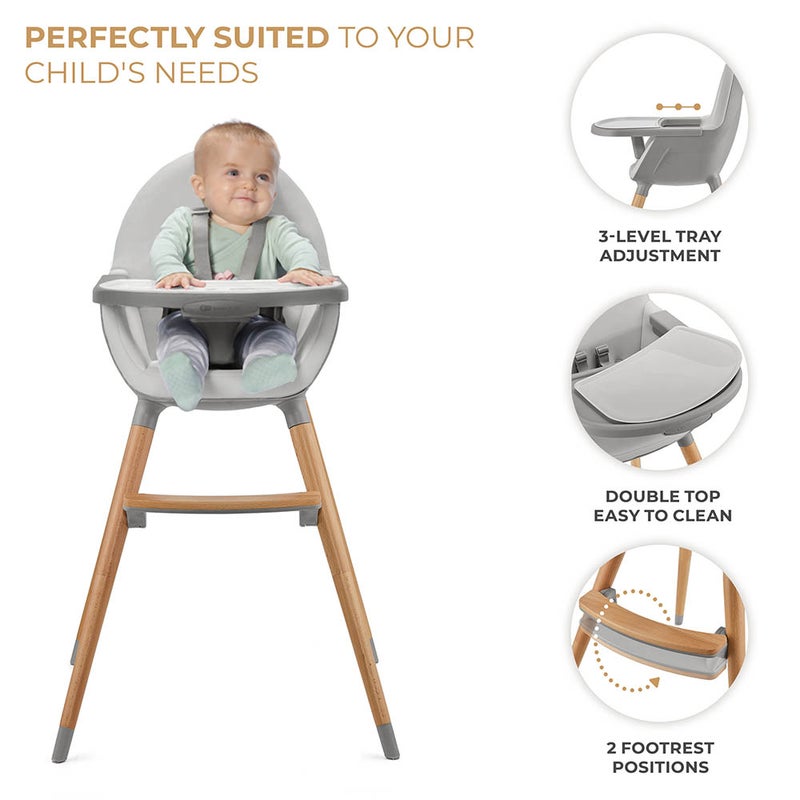 Kinderkraft - 2-in-1 Fini 2 Baby High Chair - Grey - Image 1