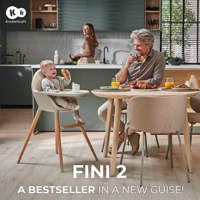Kinderkraft - 2-in-1 Fini 2 Baby High Chair - Grey - Image 3