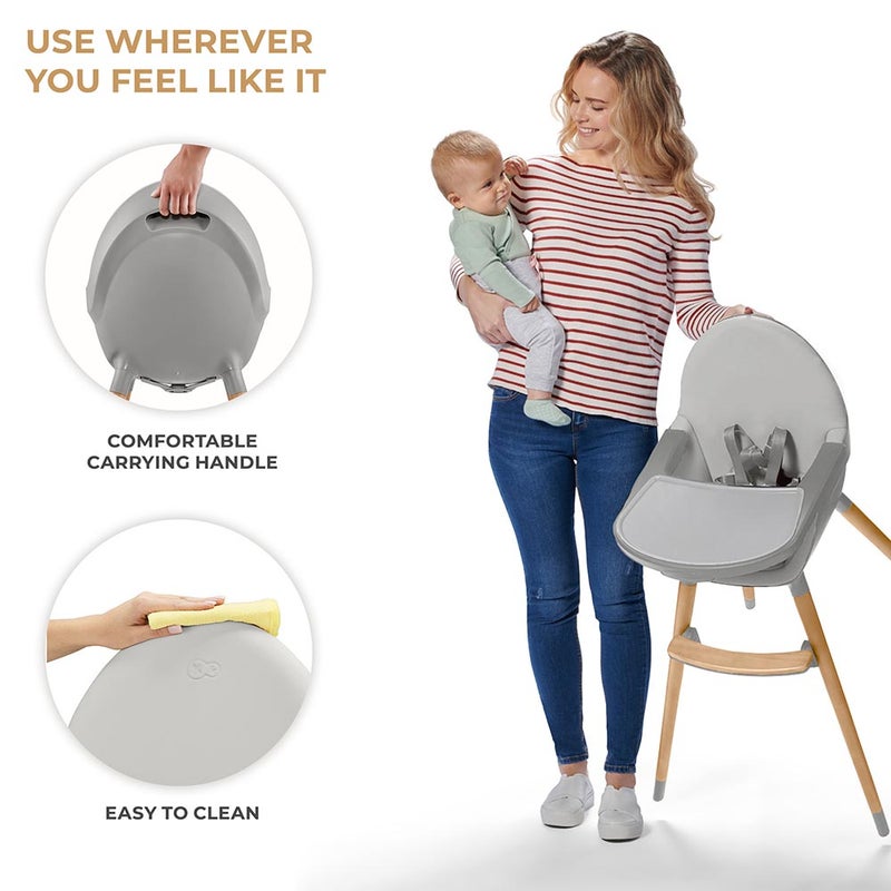 Kinderkraft - 2-in-1 Fini 2 Baby High Chair - Grey - Image 5