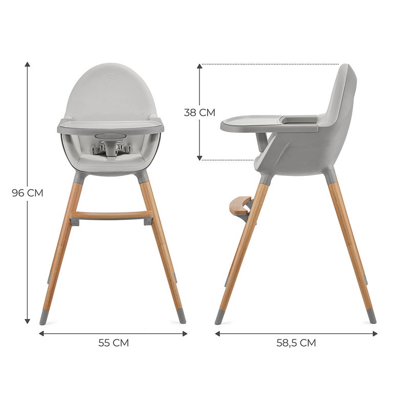 Kinderkraft - 2-in-1 Fini 2 Baby High Chair - Grey - Image 2