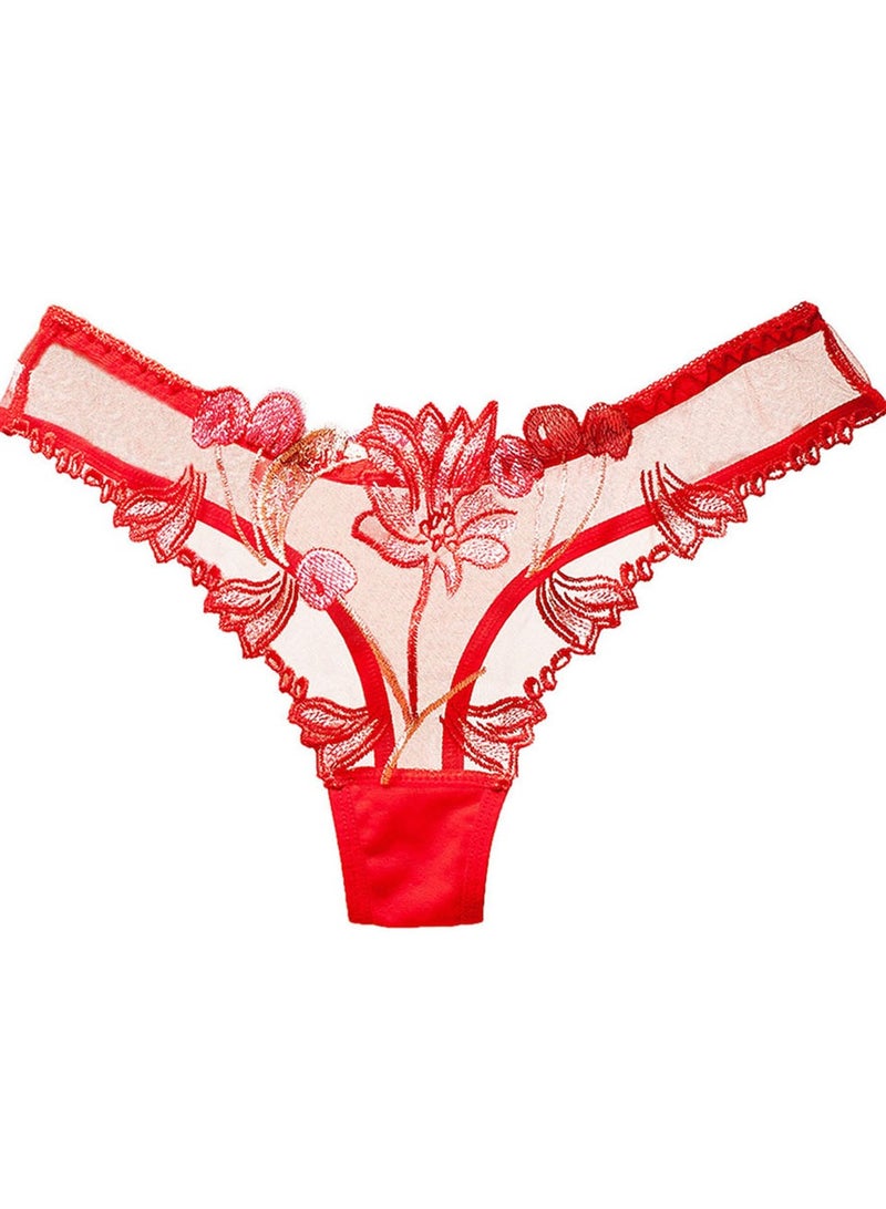 Grneric Mesh Fully Breathable Transparent Floral Embroidered Women's Fashion Underwear Temptation T-String Pants Lingerie Ladies Thong - Image 2