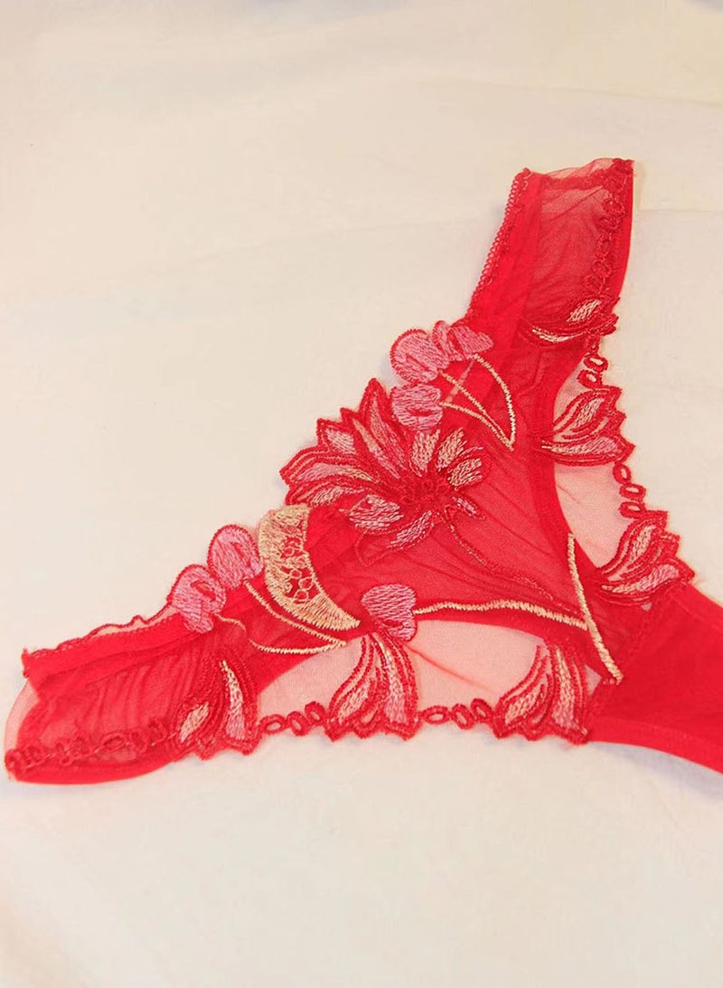 Grneric Mesh Fully Breathable Transparent Floral Embroidered Women's Fashion Underwear Temptation T-String Pants Lingerie Ladies Thong - Image 5