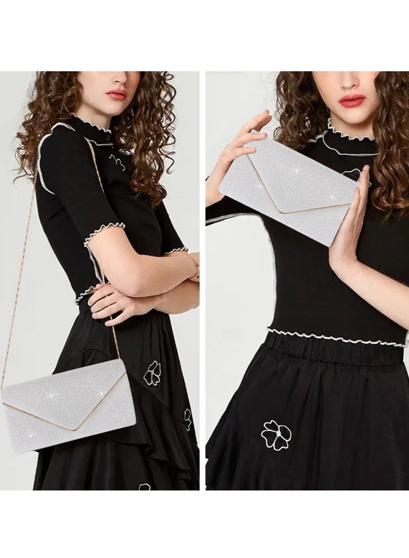 Clutch Bag Elegant Sequins Evening Purse Chain Shoulder Bags Sparkly Black Bridal Prom Party Handbag