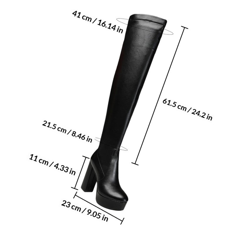 1 Pair of Delicate Autumn Winter Boots Female Thick Heel Boots (Black) - Image 2