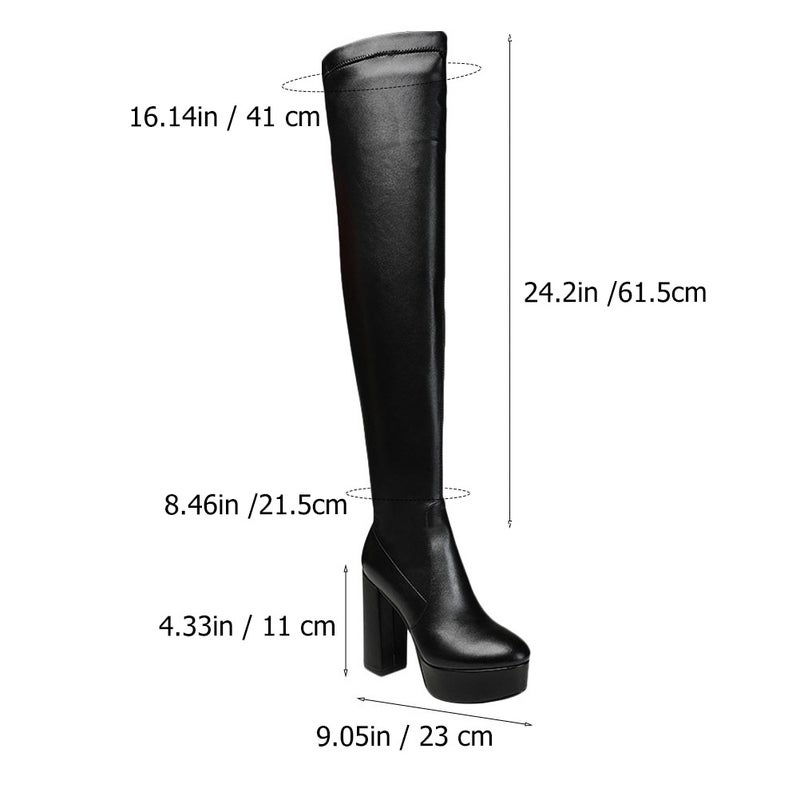 1 Pair of Delicate Autumn Winter Boots Female Thick Heel Boots (Black) - Image 3