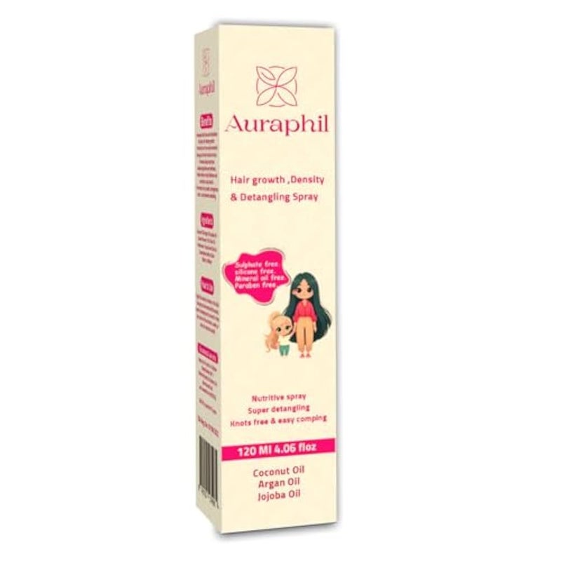 Auraphil Hair Spray Nourishing Hair Growth & Thickening Hair Spray Safe Treatment & Prevent Hair Loss Suitable for Kids and Adults Enriched with Vitamins & Oils to Strengthen & Restore Hair - 120 ml - Image 1