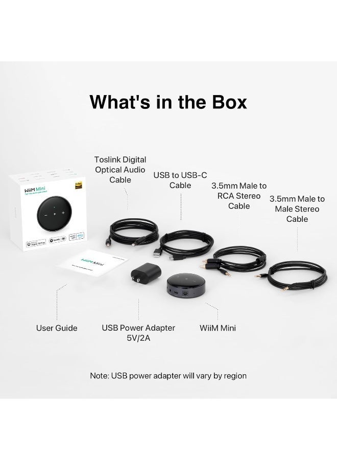 وييم جهاز بث الصوت اللاسلكي WiiM Mini AirPlay2، ستيريو متعدد الغرف، مضخم صوت مسبق، يعمل مع المساعدين الصوتيين Alexa وSiri، بث الصوت عالي الدقة من Spotify وAmazon Music والمزيد - Image 2
