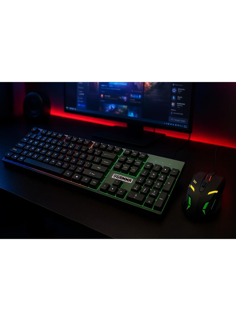Gamma K-511 RGB Gaming Keyboard and Mouse Combo | Full-Size Keyboard with Rainbow Backlight | Soft Quiet Keys | High-Precision LED Gaming Mouse | USB Wired - Image 4